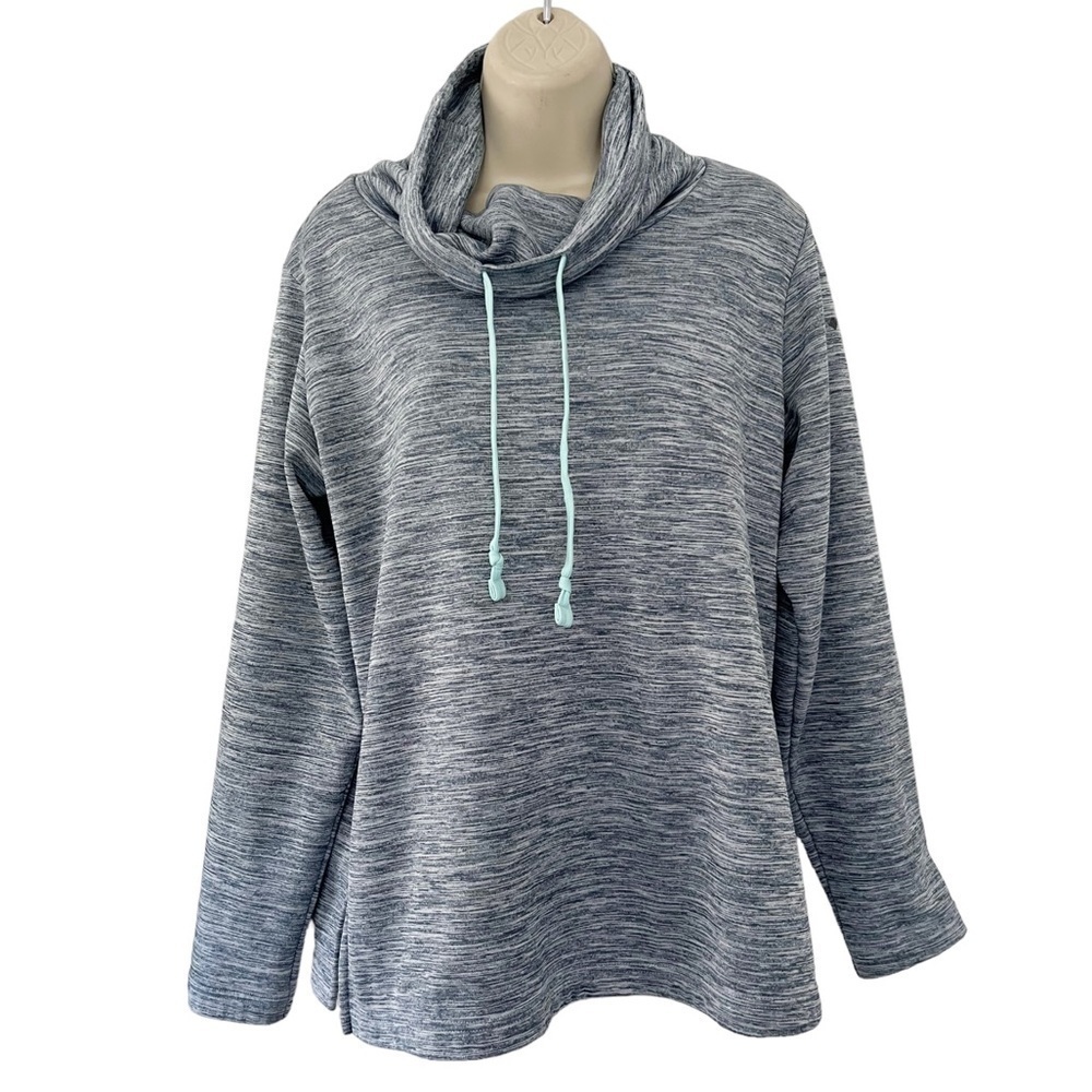 Columbia Women's Sz S Blue Space Dye Heathered Funnel Neck Fleece-Lined Pullover